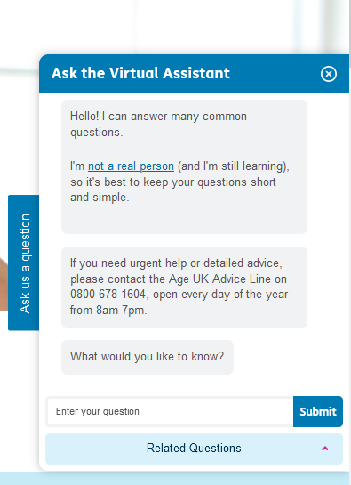 Age UK Creative Virtual Chatbot
